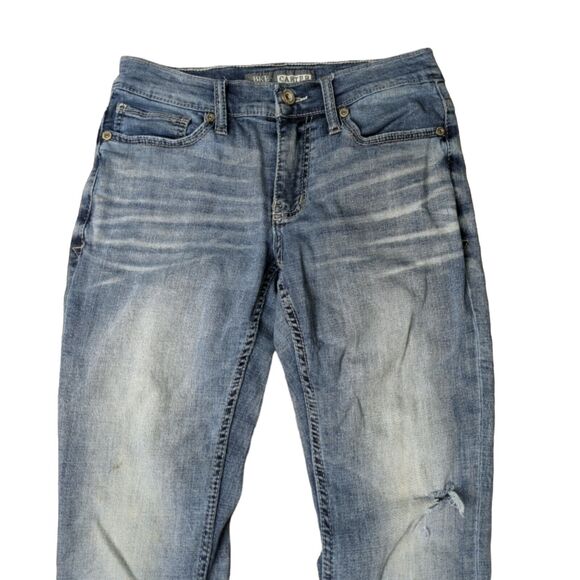 BKE Carter Men’s Bootleg Cotton Stretch Distressed Blue Denim Jeans 28R - Picture 3 of 12